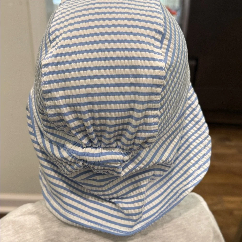 24 mo. Tommy Bahama One-Piece Seersucker Swim Suit in Blue and White Stripes